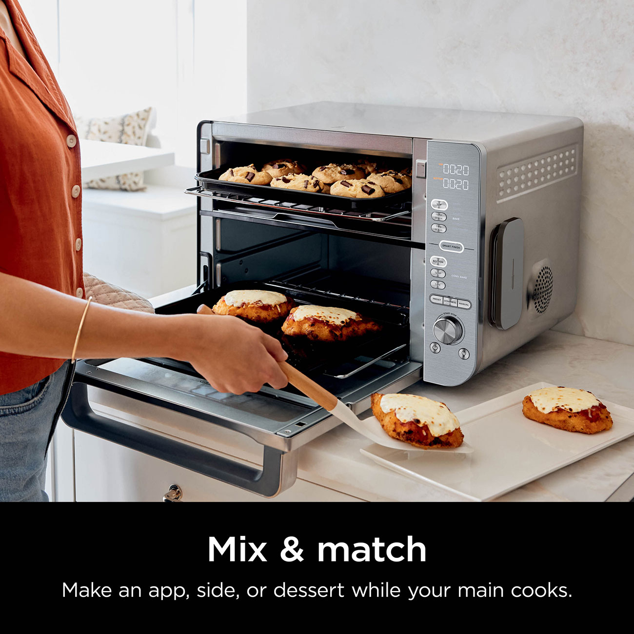 Front View of Ninja Air Fryer Mix and Match Feature