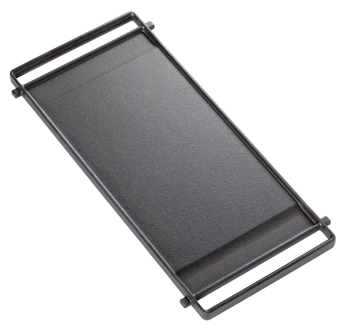 Angled View of GE Griddle With Smooth Side in Black