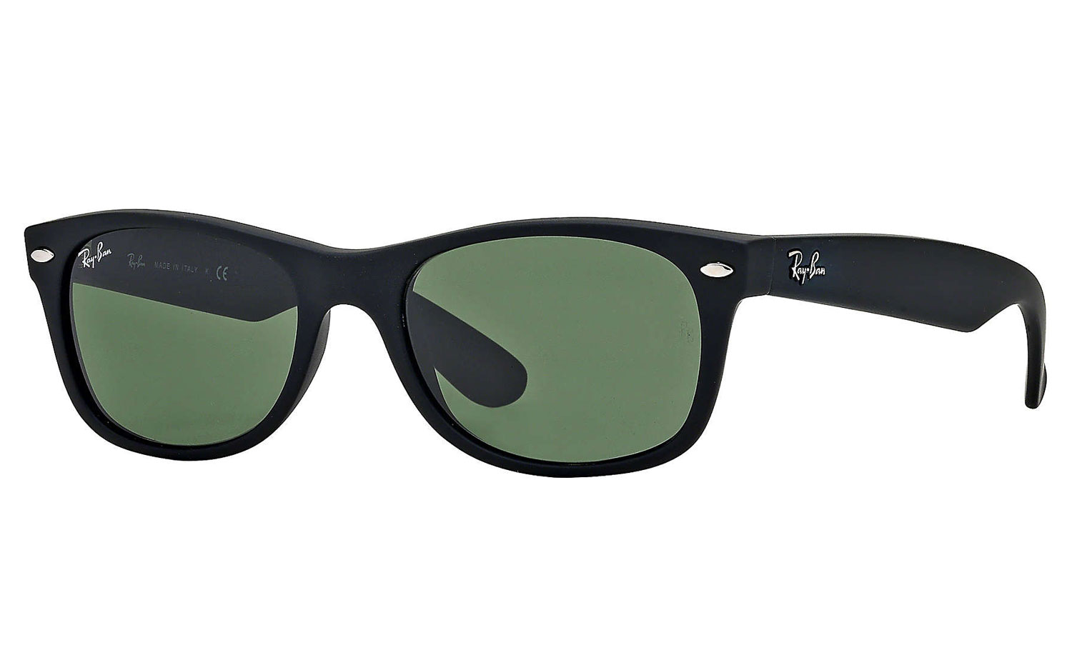 Ray-Ban RB2132 New Wayfarer Black Rubber Sunglasses, 55mm - RB2132 622 55-18