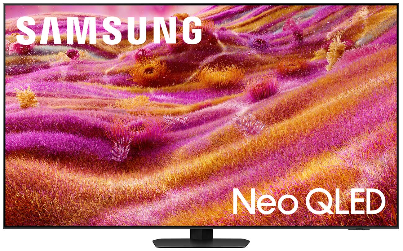 Front View Of The Samsung QN90F Neo QLED TV In Titan Black Finish