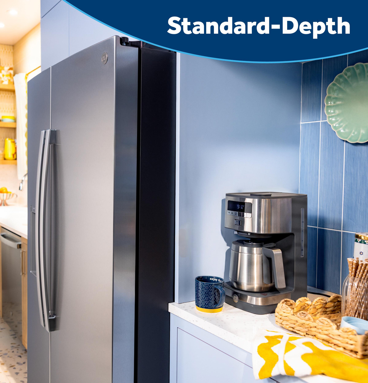 Depth view of GE Refrigerator