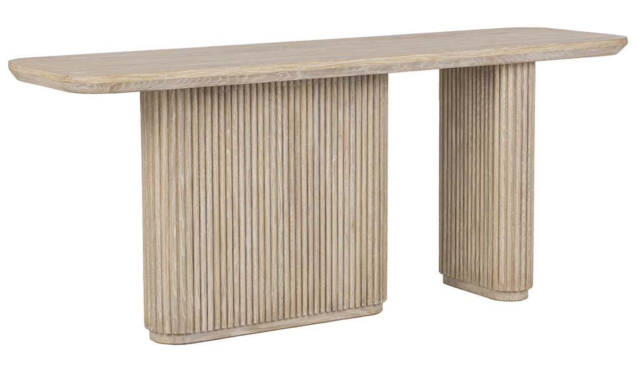 Classic Home Vander Solid Wood Rectangle Console Table in Cream Washed