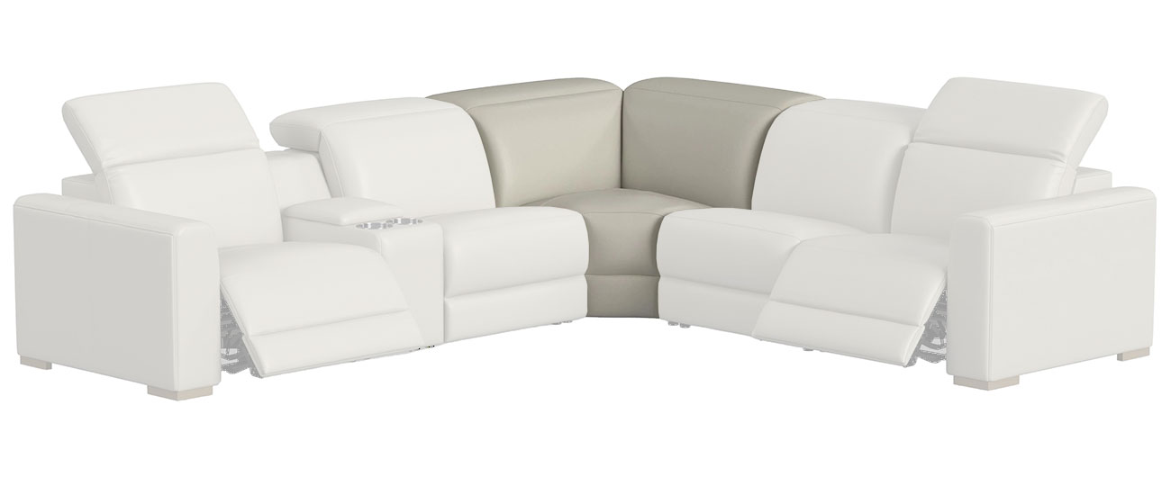 Flexsteel Aurora Full Wedge with Power Headrests in Coconut Milk Leather Finish