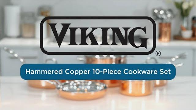 Watch Viking 10pc 3-Ply Hammered Copper Cookware Set with Glass Lids