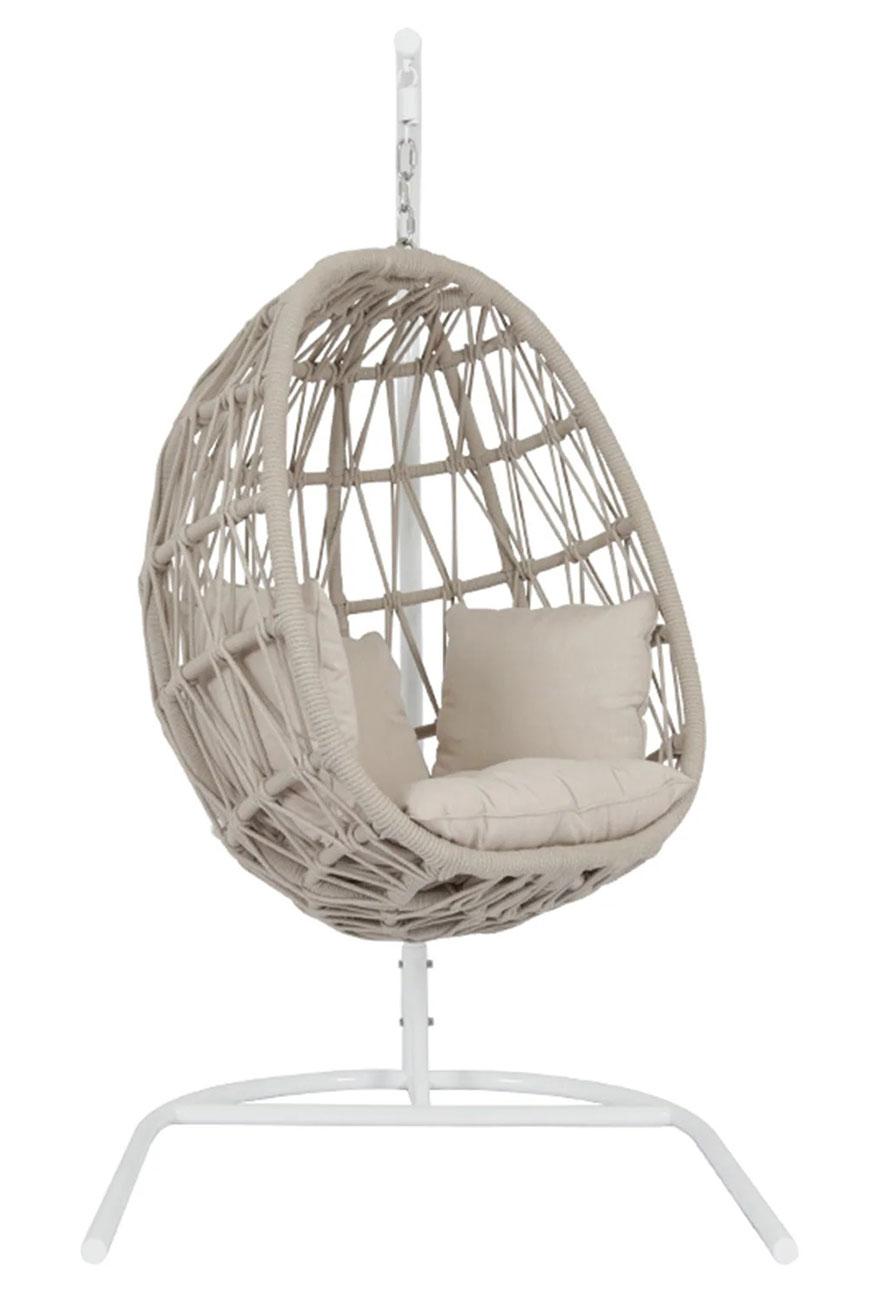 Sunset West Dana Hanging Club Chair in Linen Canvas Sunbrella | Natural Linen - SW4301-HC-LCAN-STKIT