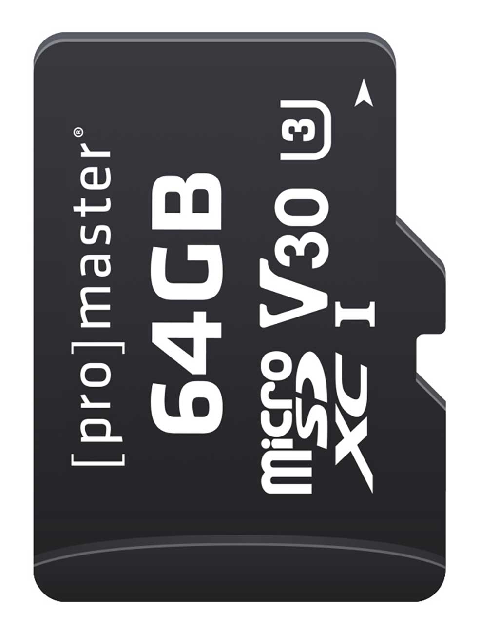 Front view of 64GB Advanced UHS-I V30 microSDXC Memory Card