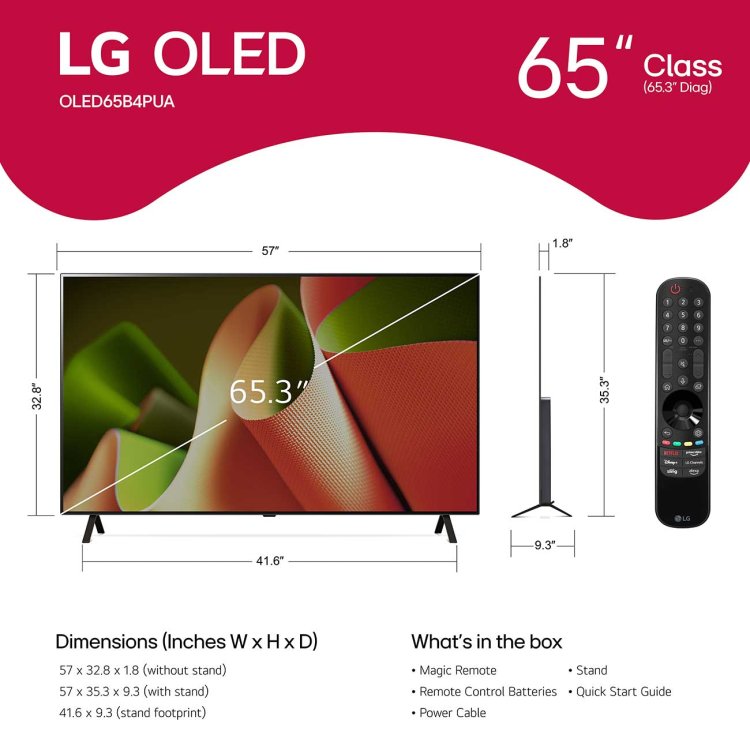 Large image of LG OLED TV B4 Series 65-Inch 4K with webOS