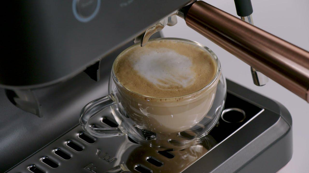 Watch Conical Burr Grinder | Caf BELLISSIMO Semi Automatic Espresso Machine + Frother in Matte Black