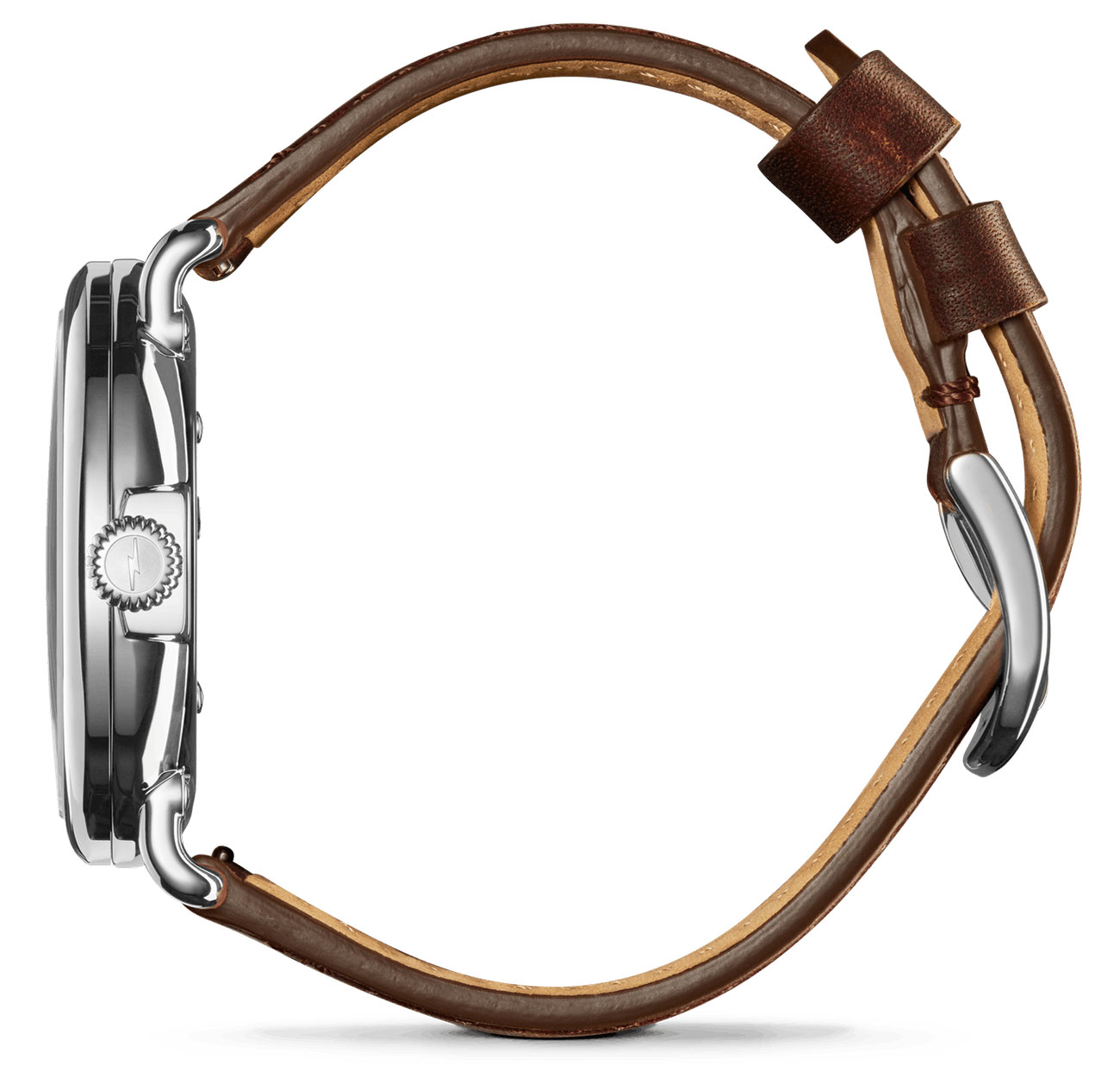 Side View of the Shinola The Runwell Cattail Leather Strap Watch