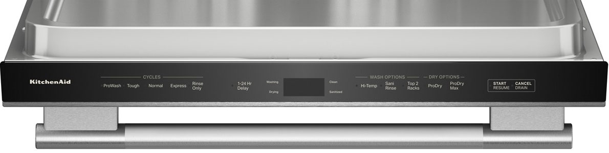 Controls view of KitchenAid Dishwasher