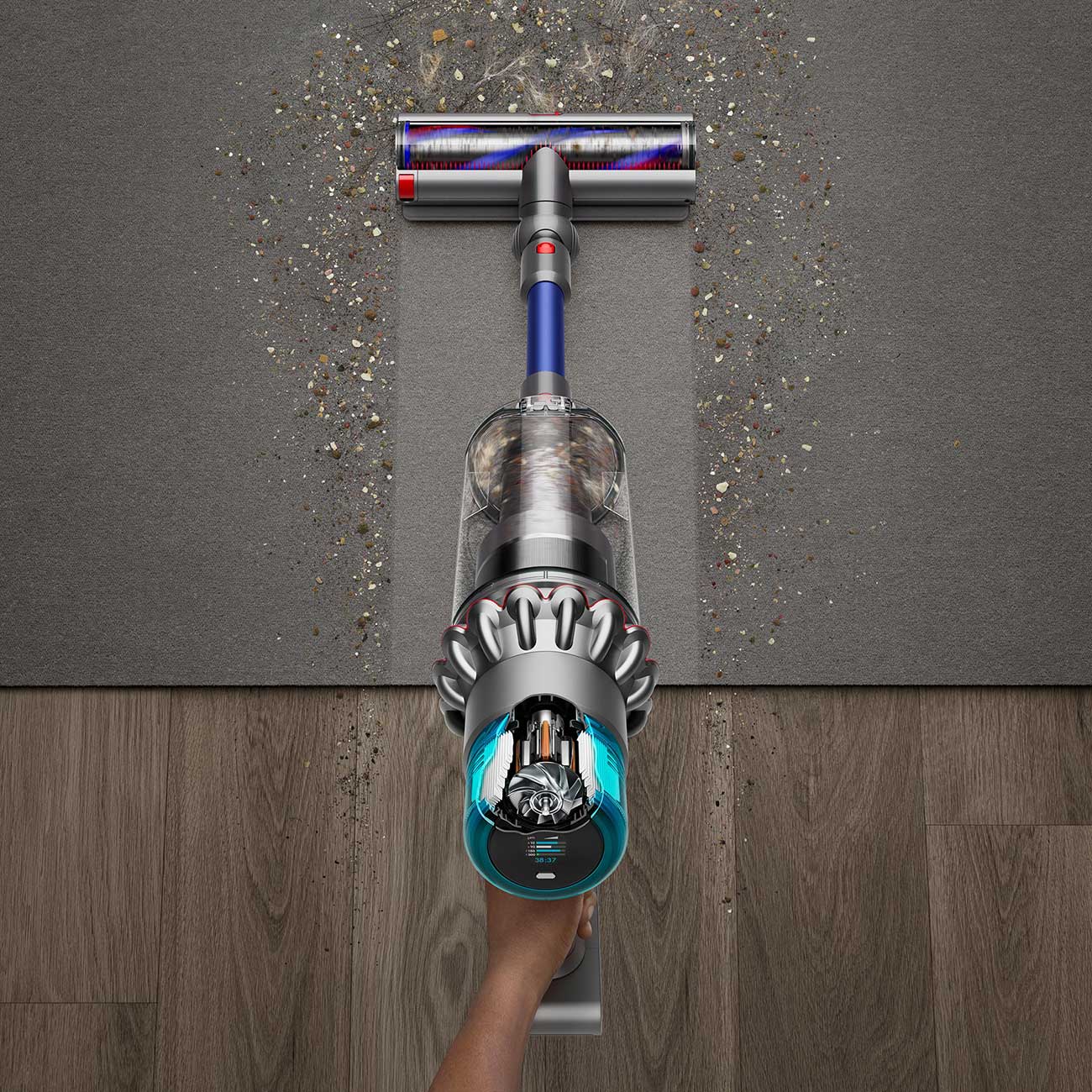 Gen5Outsize Stick Vacuum Cleaning Dirt Detail 1