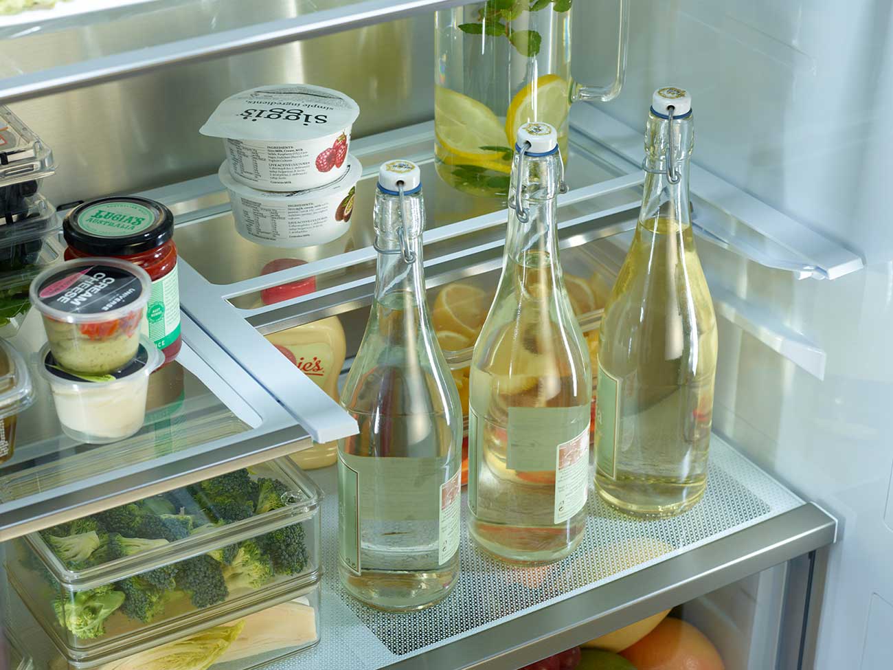 glide back shelf view of Samsung Bespoke Refrigerator