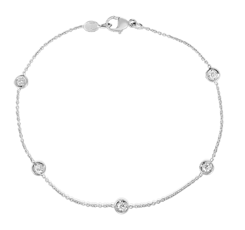 Roberto Coin 18kt White Gold 5 Station Diamond Bracelet - 001316AWLBD0