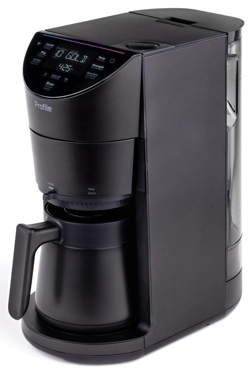 Carbon Black coffee maker and espresso machine in main product view.