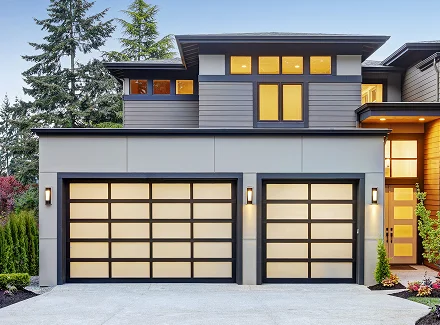 A garage door and flooring installation in progress