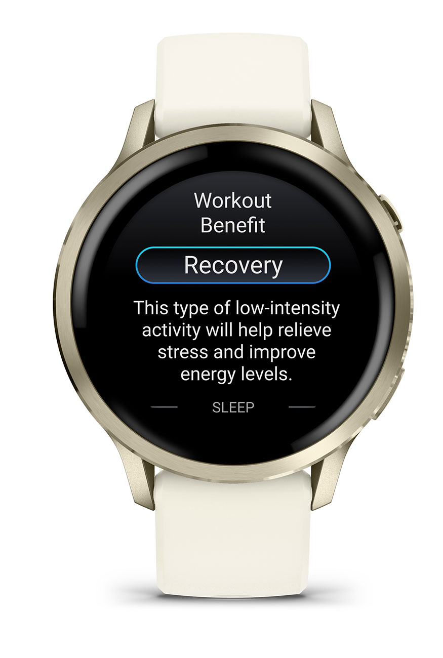 Front View of Garmin Watch With Recovery Features on Screen