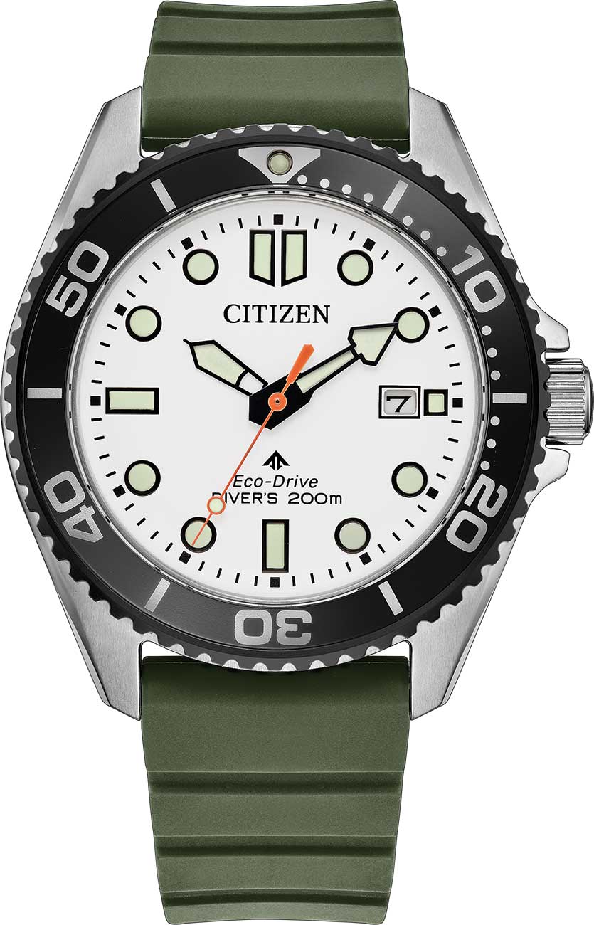 Front view of Citizen Promaster Dive Watch 40.6mm with White Dial