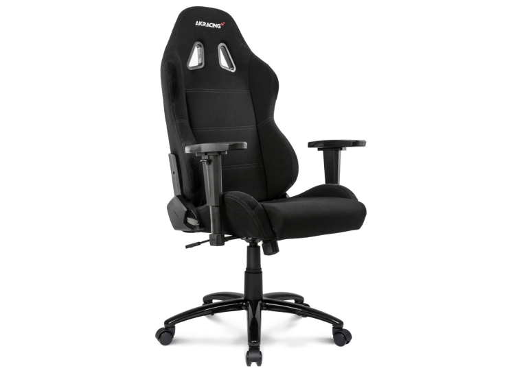 Side view highlighting adjustable armrest and tilt mechanism of gaming chair.