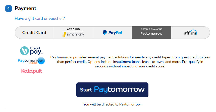 Paytomorrow Payment Options