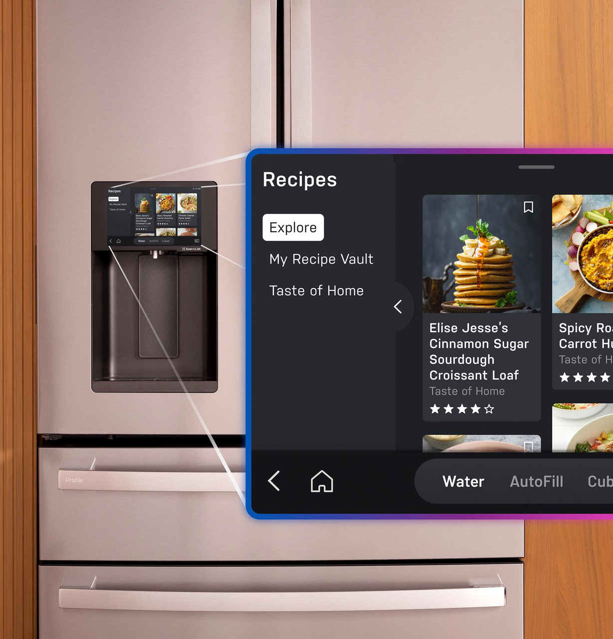 Recipes view of GE Profile Refrigerator