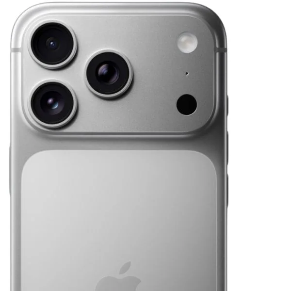 View of the iPhone 17 Pro back camera lenses.