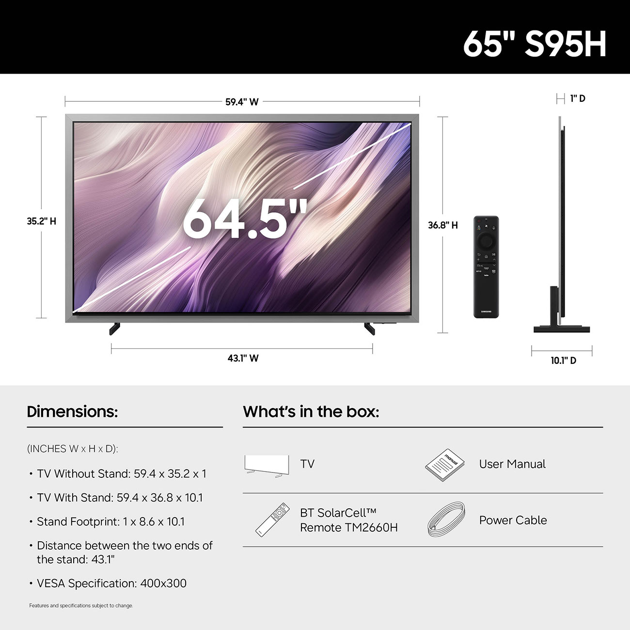 Infographic View of Samsung OLED TV Dimensions