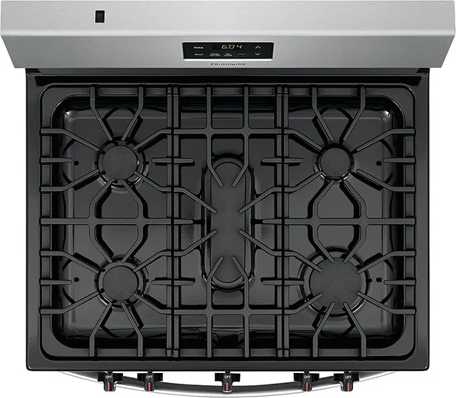 Overhead view of gas range