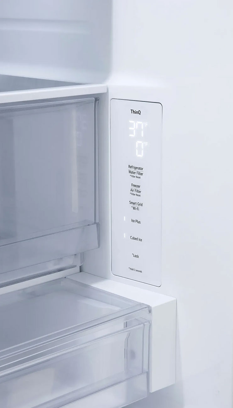 Closeup View of LG refrigerator Control Panel