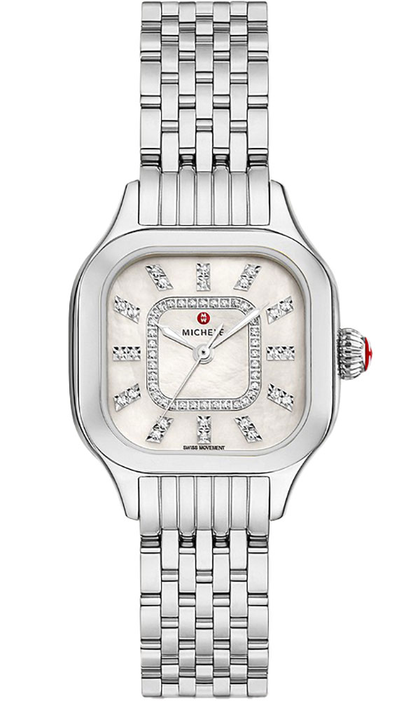 Michele Meggie Diamond Dial Silver-Tone SS Bracelet Watch, 29mm