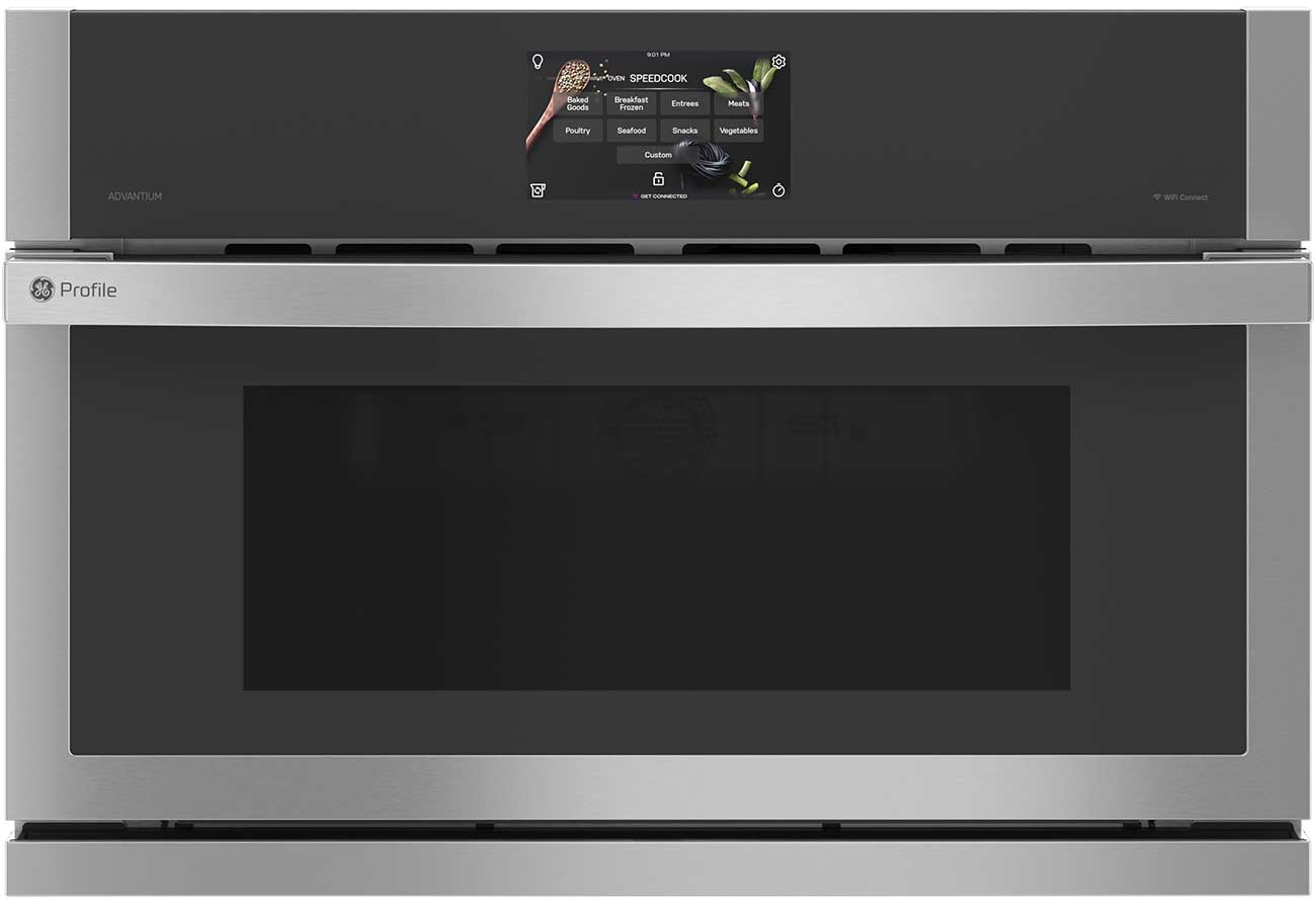 Main Front view of GE Profile Single Wall Oven in Stainless