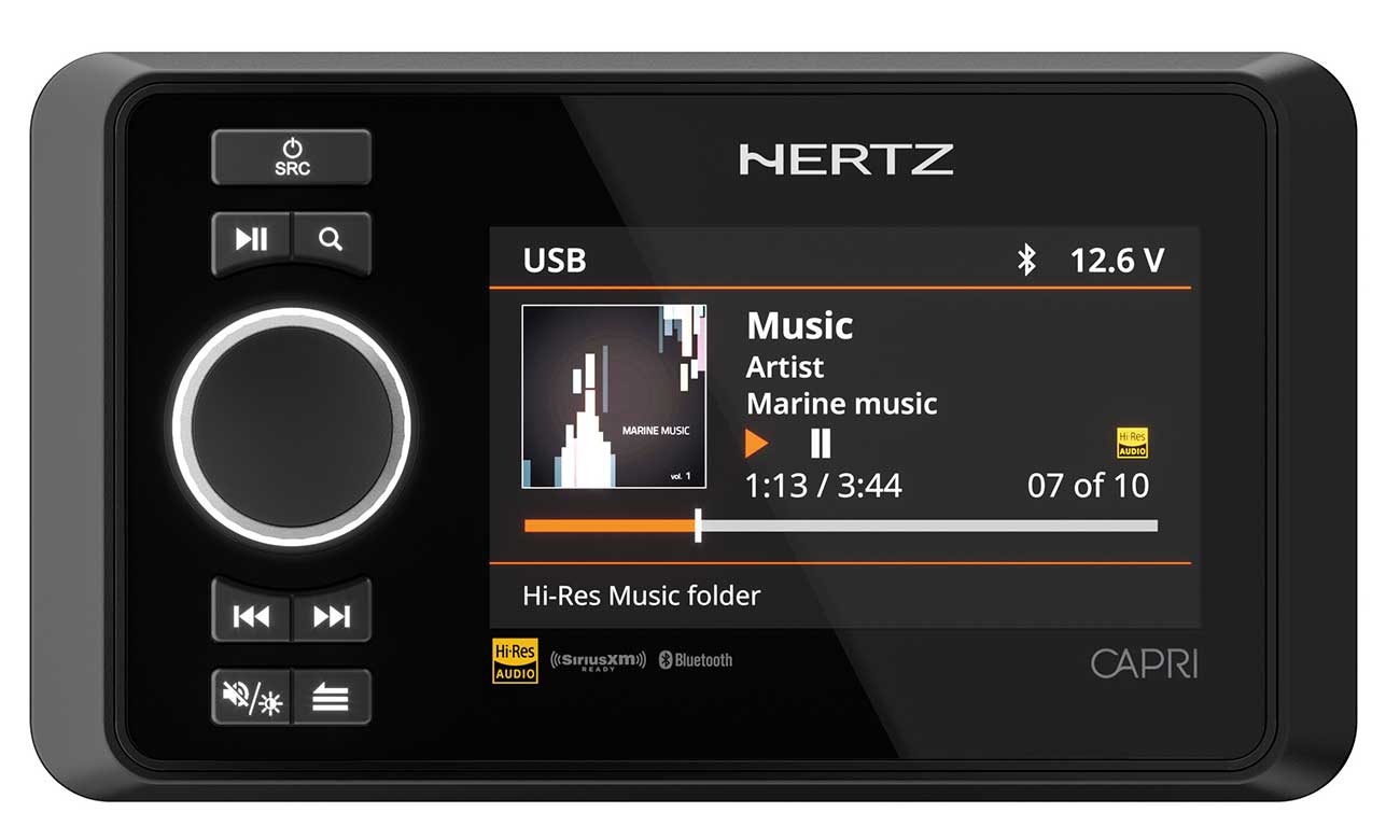 Front view of Marine Radio Digital Media Receiver