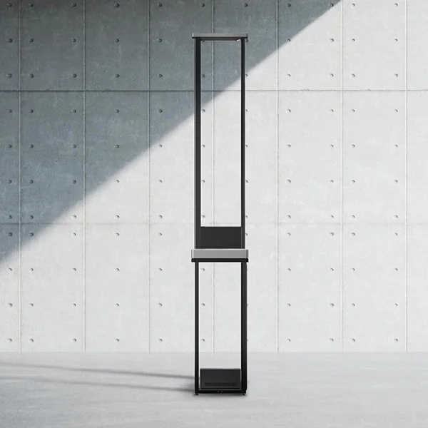 A side view of the LG OLED T TV showing the bottom shelf