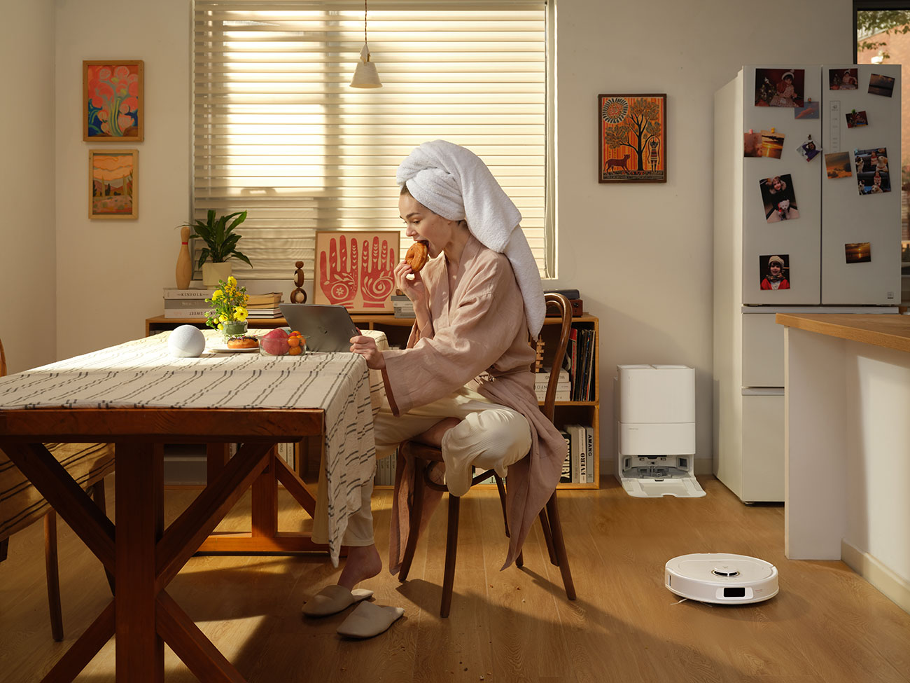 Roborock Robot Vacuum cleaning kitchen floor