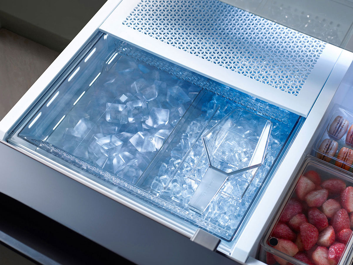 Close-up of dual ice maker.