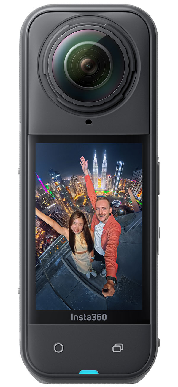 Front View Of The Insta360 X5 Action Camera In Black Finish