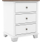 Archbold Furniture Portland Wide Nightstand with 3 Drawers in Driftwood | Snow White | Aged Pewter