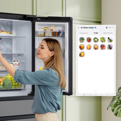 lifestyle of a samsung washer and dryer unit in a laundry room