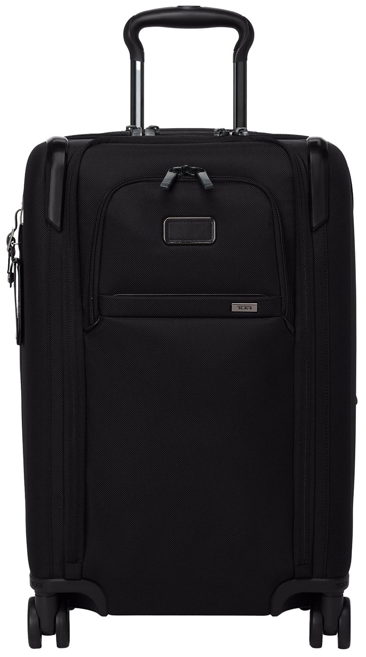Front view of TUMI Alpha Dual Access Expandable Carry-On in Black