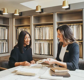 Furniture designer helping plan a room layout