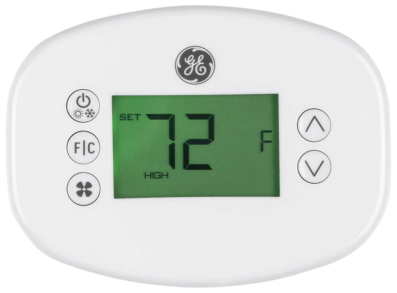 Main front view of Ge Wireless Thermostat in White
