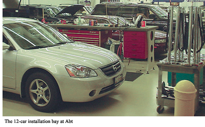 The 12-car installation bay at Abt