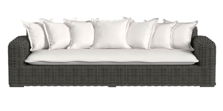 Large image of Sunset West Cabo Sofa in Soothe Pearl Sunbrella | Kahlua