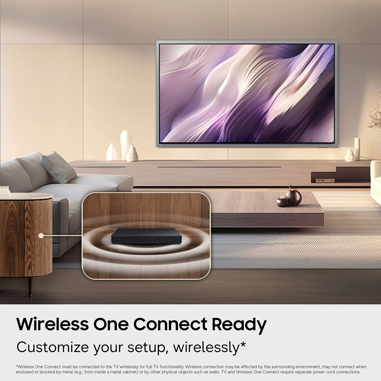 Infographic View of Samsung OLED TV Wireless One Connect Box Feature