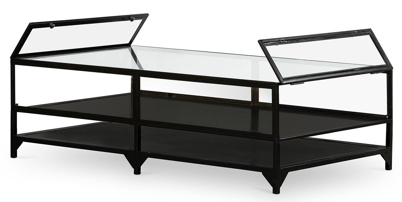 Opened View of the Belmont Collection Shadow Box Coffee Table