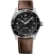 Longines Spirit Zulu Time Black Dial Brown Leather Strap Watch, 42mm