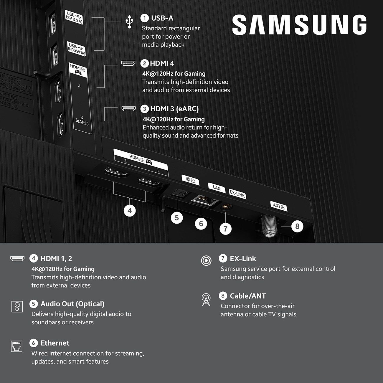 Rear View of Samsung OLED TV Ports