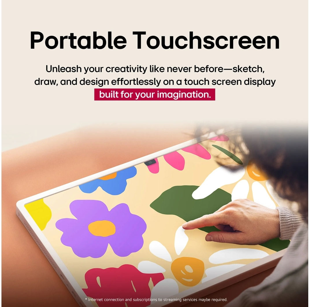 Infographic View of LG 2K Smart Portable TV Touch Screen Feature
