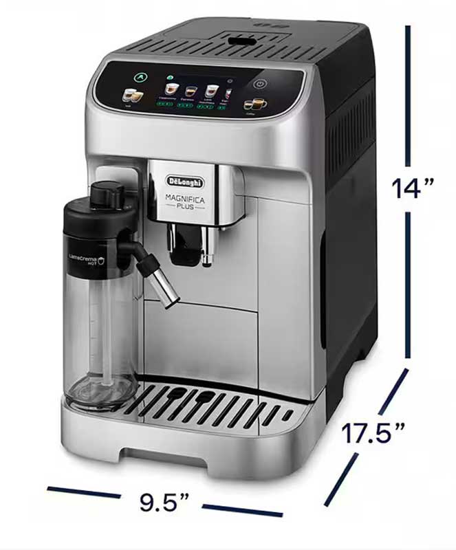 Magnifica Plus Automatic Espresso Machine Dimensions Detail
