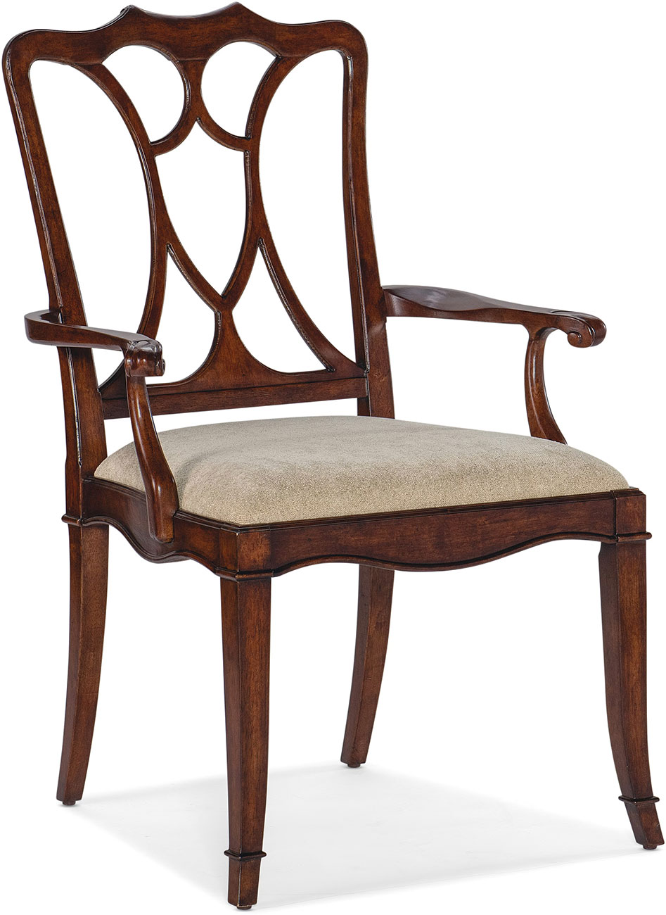Hooker Furniture Casual Dining Charleston Upholstered Seat Arm Chair in Maraschino Cherry | Sand Fabric