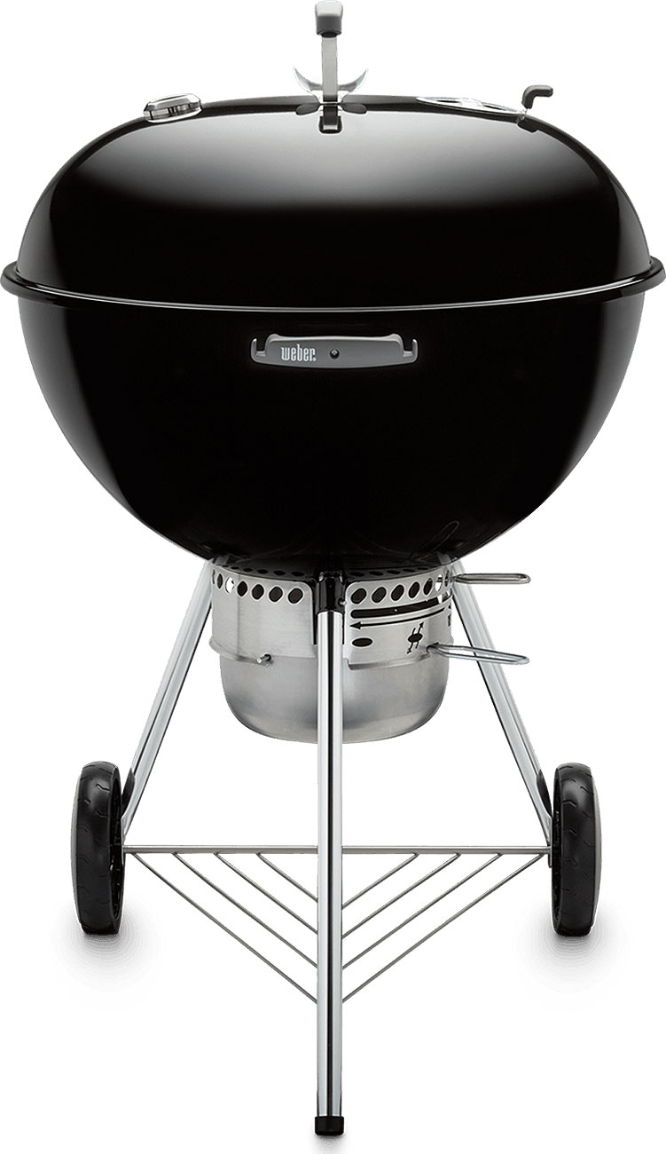 Front of a Weber 22" Original Kettle Premium Charcoal Grill in Black
